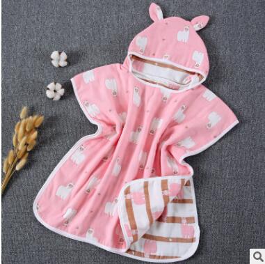 60*60cm 6 Layers Gauze Hooded Beach Towel Cotton Baby Cape Towels Soft Poncho Kids Bathing Stuff For Babies Washcloth