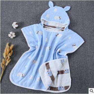 60*60cm 6 Layers Gauze Hooded Beach Towel Cotton Baby Cape Towels Soft Poncho Kids Bathing Stuff For Babies Washcloth