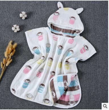 60*60cm 6 Layers Gauze Hooded Beach Towel Cotton Baby Cape Towels Soft Poncho Kids Bathing Stuff For Babies Washcloth