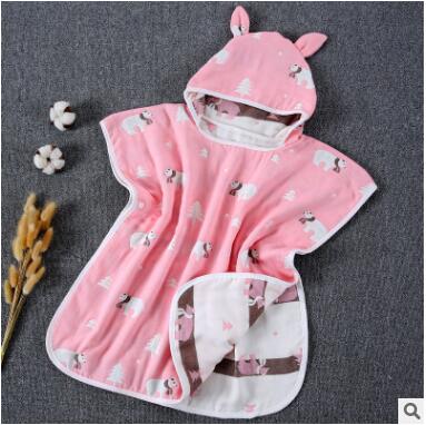 60*60cm 6 Layers Gauze Hooded Beach Towel Cotton Baby Cape Towels Soft Poncho Kids Bathing Stuff For Babies Washcloth