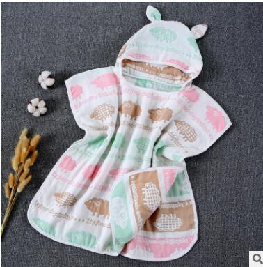 60*60cm 6 Layers Gauze Hooded Beach Towel Cotton Baby Cape Towels Soft Poncho Kids Bathing Stuff For Babies Washcloth