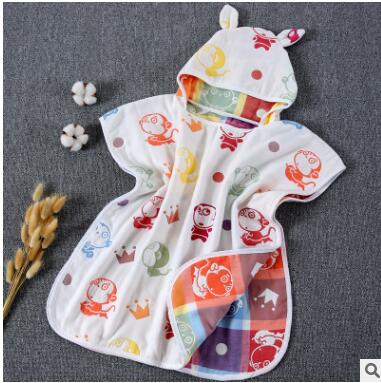 60*60cm 6 Layers Gauze Hooded Beach Towel Cotton Baby Cape Towels Soft Poncho Kids Bathing Stuff For Babies Washcloth