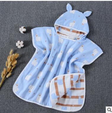 60*60cm 6 Layers Gauze Hooded Beach Towel Cotton Baby Cape Towels Soft Poncho Kids Bathing Stuff For Babies Washcloth