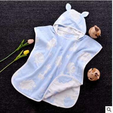 60*60cm 6 Layers Gauze Hooded Beach Towel Cotton Baby Cape Towels Soft Poncho Kids Bathing Stuff For Babies Washcloth