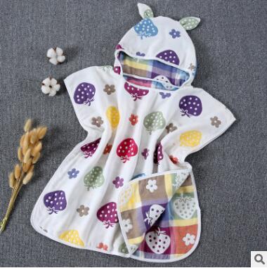 60*60cm 6 Layers Gauze Hooded Beach Towel Cotton Baby Cape Towels Soft Poncho Kids Bathing Stuff For Babies Washcloth