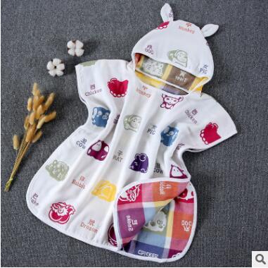 60*60cm 6 Layers Gauze Hooded Beach Towel Cotton Baby Cape Towels Soft Poncho Kids Bathing Stuff For Babies Washcloth