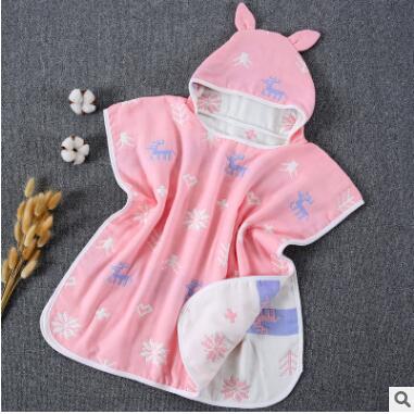 60*60cm 6 Layers Gauze Hooded Beach Towel Cotton Baby Cape Towels Soft Poncho Kids Bathing Stuff For Babies Washcloth