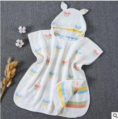 60*60cm 6 Layers Gauze Hooded Beach Towel Cotton Baby Cape Towels Soft Poncho Kids Bathing Stuff For Babies Washcloth