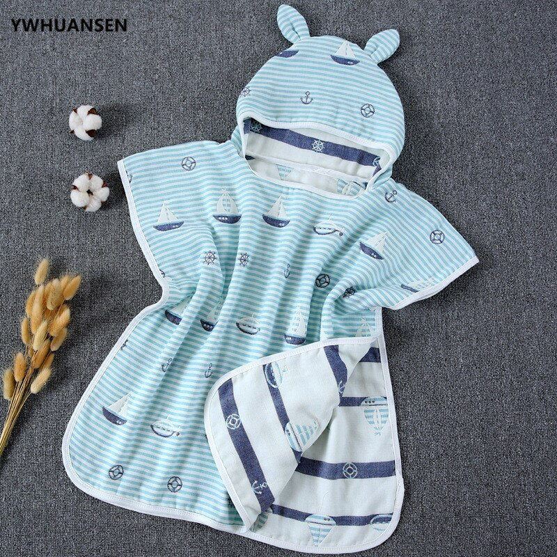 60*60cm 6 Layers Gauze Hooded Beach Towel Cotton Baby Cape Towels Soft Poncho Kids Bathing Stuff For Babies Washcloth