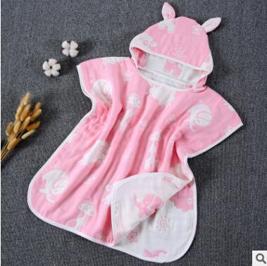 60*60cm 6 Layers Gauze Hooded Beach Towel Cotton Baby Cape Towels Soft Poncho Kids Bathing Stuff For Babies Washcloth