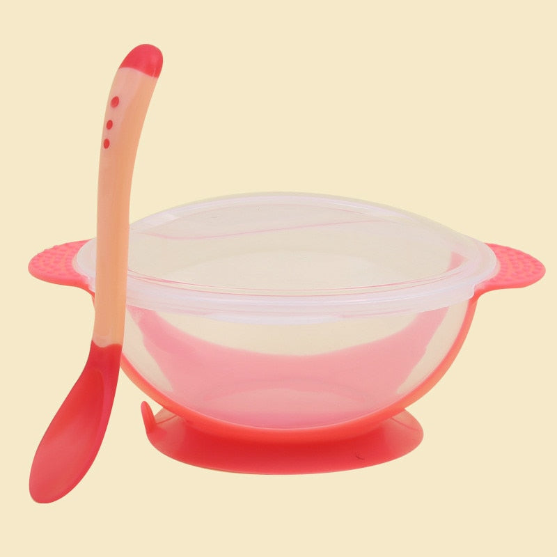 Baby Feeding Set Sucker Bowl Spoon Temperature Sensing Baby Tableware Learning Dishes Assist Food Bowl Children Feeding Bowl