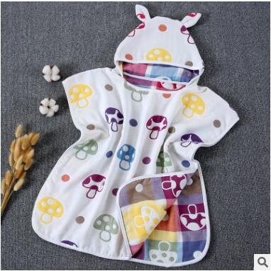 60*60cm 6 Layers Gauze Hooded Beach Towel Cotton Baby Cape Towels Soft Poncho Kids Bathing Stuff For Babies Washcloth