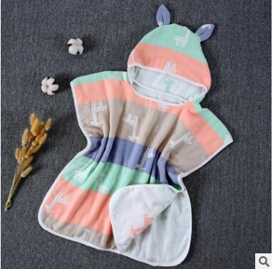 60*60cm 6 Layers Gauze Hooded Beach Towel Cotton Baby Cape Towels Soft Poncho Kids Bathing Stuff For Babies Washcloth