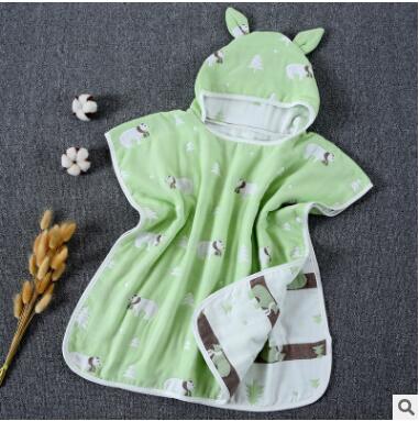 60*60cm 6 Layers Gauze Hooded Beach Towel Cotton Baby Cape Towels Soft Poncho Kids Bathing Stuff For Babies Washcloth