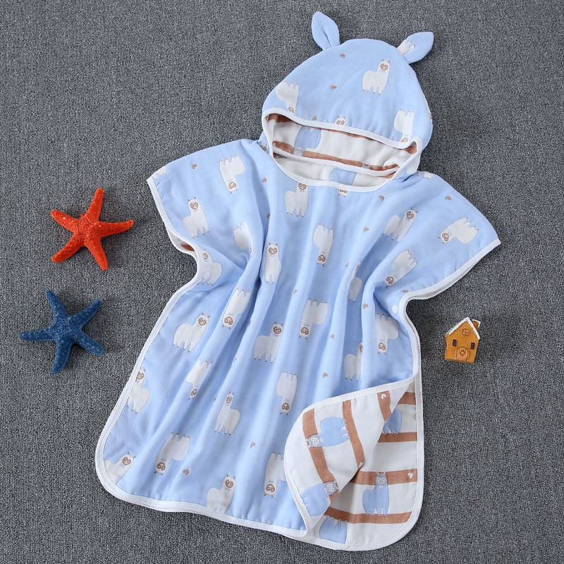 6 Layers Gauze Hooded Beach Towel Cotton Baby Cape Towels Soft Poncho Kids Bathing Stuff For Babies Washcloth