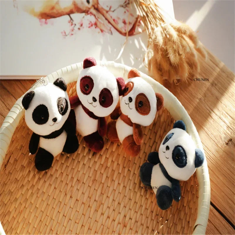 4Colors Plush Doll Toys Simulation Panda Stuffed DollToy Mini Pandas Keychain Home Desk Decoration Adult Key Accessories