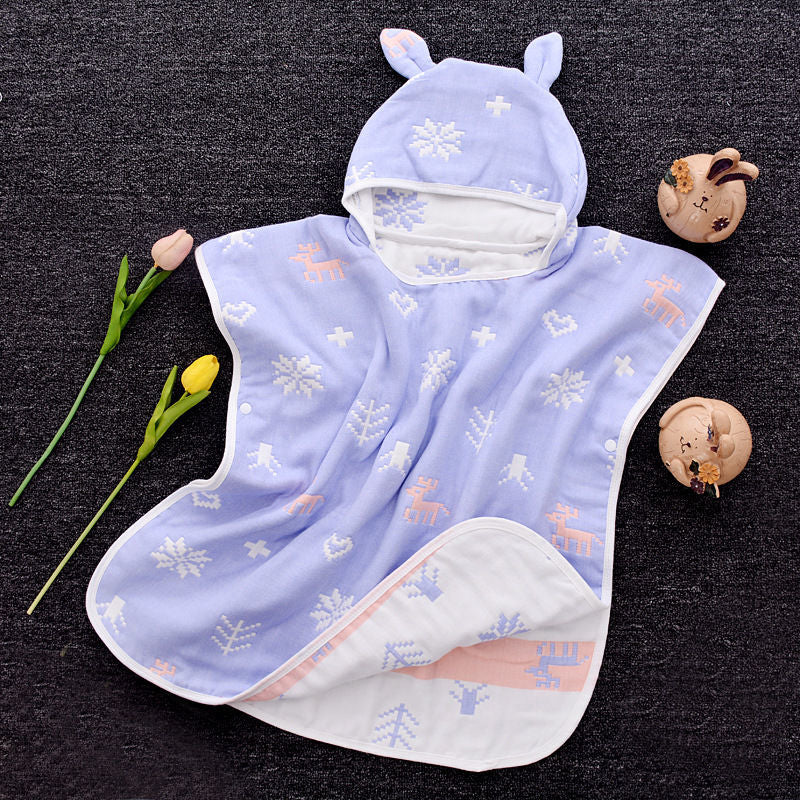 6 Layers Gauze Hooded Beach Towel Cotton Baby Cape Towels Soft Poncho Kids Bathing Stuff For Babies Washcloth