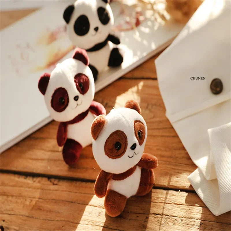 4Colors Plush Doll Toys Simulation Panda Stuffed DollToy Mini Pandas Keychain Home Desk Decoration Adult Key Accessories