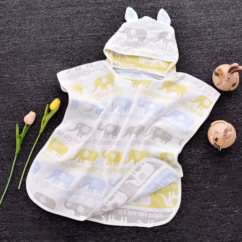 6 Layers Gauze Hooded Beach Towel Cotton Baby Cape Towels Soft Poncho Kids Bathing Stuff For Babies Washcloth