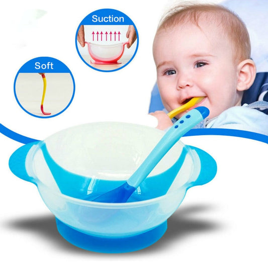 Baby Feeding Set Sucker Bowl Spoon Temperature Sensing Baby Tableware Learning Dishes Assist Food Bowl Children Feeding Bowl