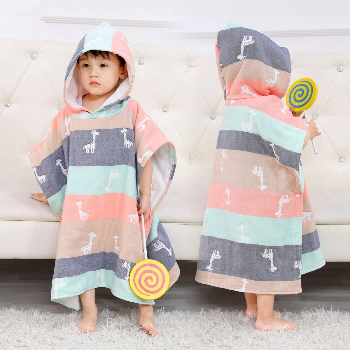 6 Layers Gauze Hooded Beach Towel Cotton Baby Cape Towels Soft Poncho Kids Bathing Stuff For Babies Washcloth